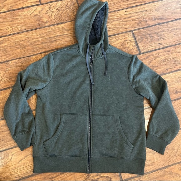 Free Country sweatshirt jacket men’s Large green soft full zip lined hooded nice - Picture 1 of 9